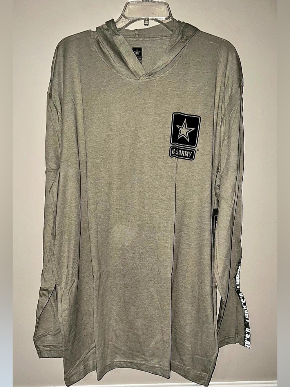 US Army Star Hooded Long Sleeve Shirt Mens - 2XL - Tan Long Sleeve NEW